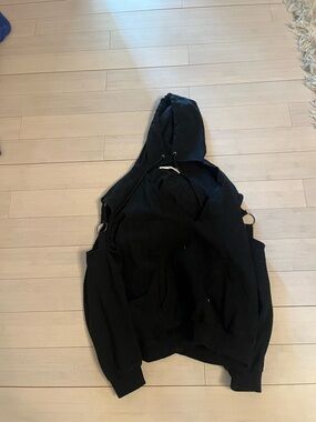 Emma & Sam Black Hooded Sweatshirt with Cut-Out Detail